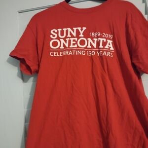 Red SUNY Oneonta 130th Anniversary T-Shirt size medium